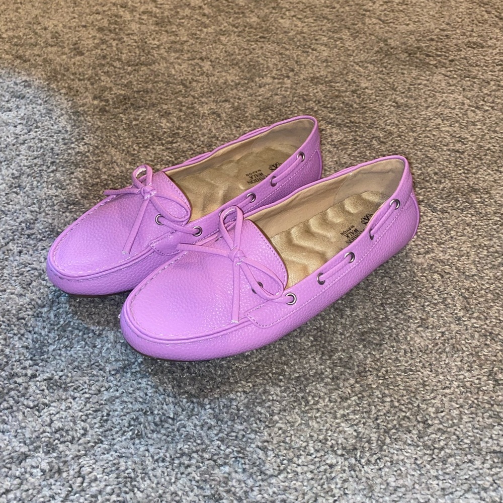 purple loafers